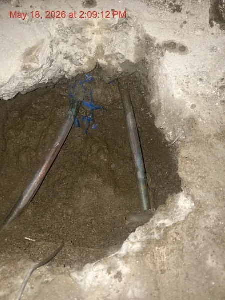 Concrete removed — pipe exposure, Kingdom Plumbing